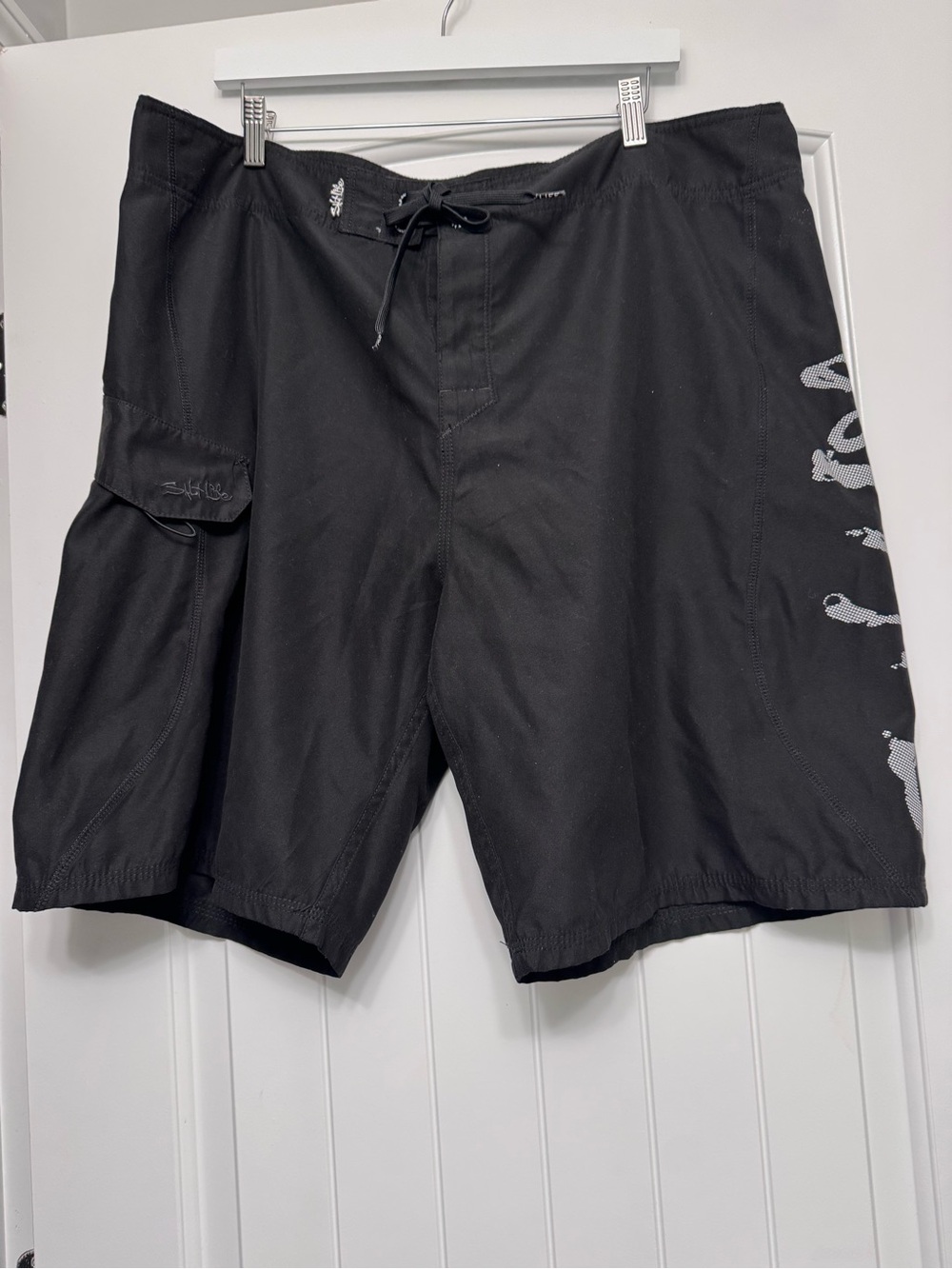 Salt Life SLX-QD Black Board Shorts with Gray Logo Accent
